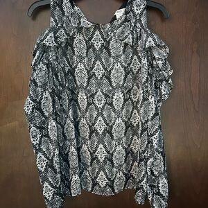 Wisp Snake Print Cold-Shoulder Blouse